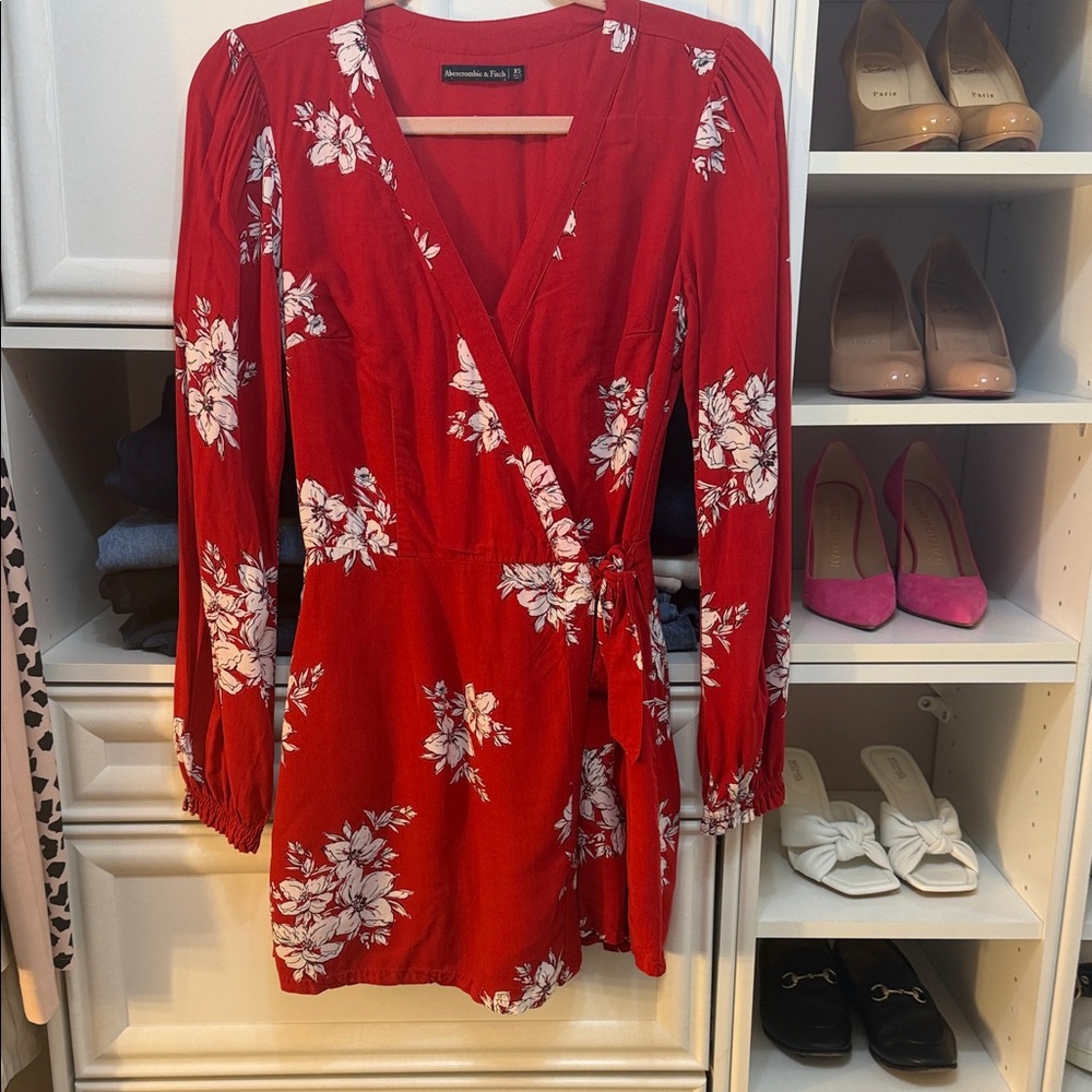 Abercrombie and Fitch  Red Floral Wrap romper